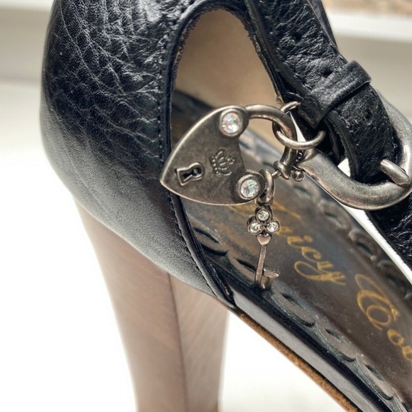 Y2K Juicy Couture T-Strap Black Leather Heels - Picture 6 of 9
